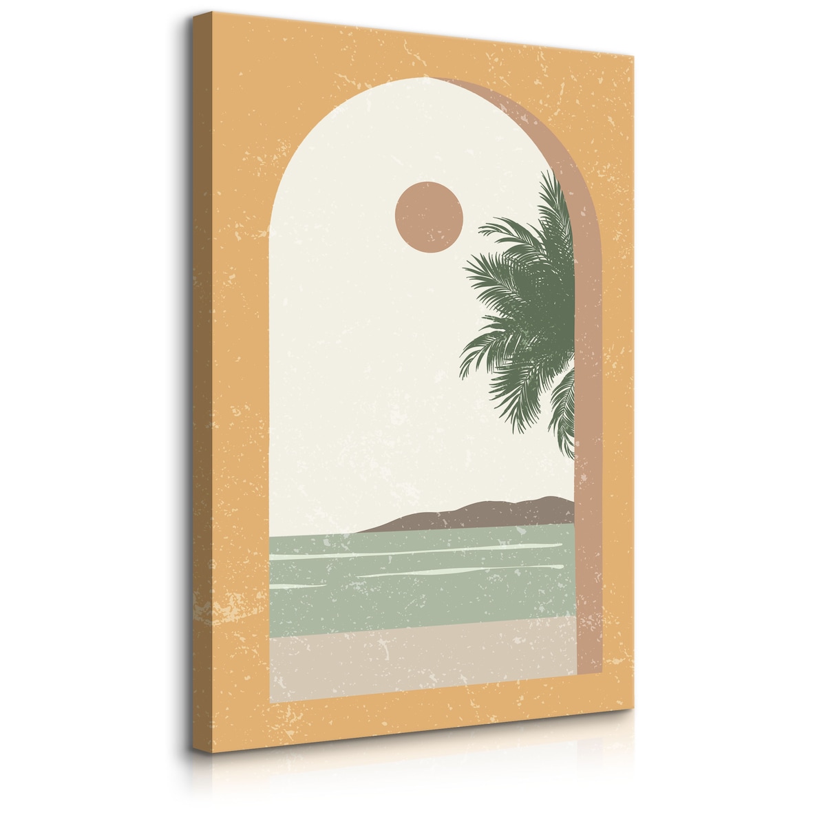 Obraz Na Płótnie Widok Z Okna Palmy Ocean Klify Styl Boho Abstrakcja 30x40cm