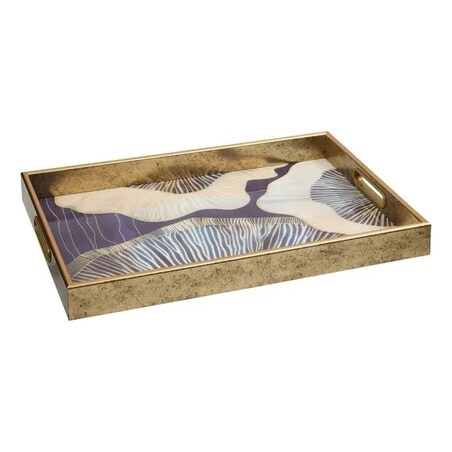 Taca dekoracyjna z motywem kwiatowo-marmurowym, Elya, 43x30 cm