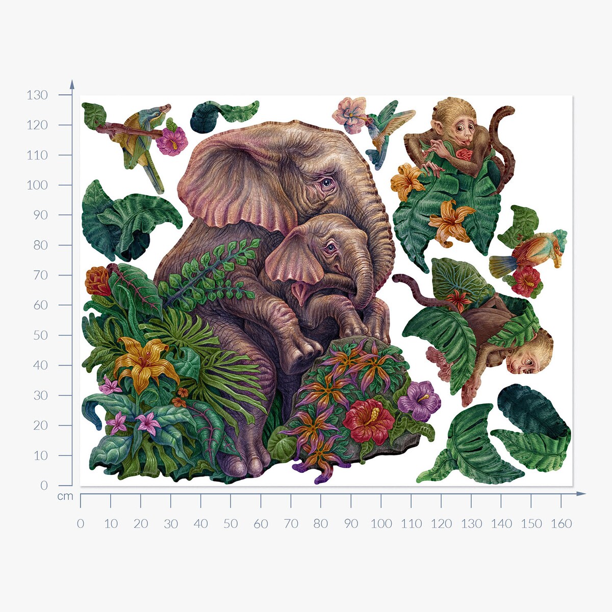 Zestaw naklejek na ścianę, Safari tropikalne, 130cm