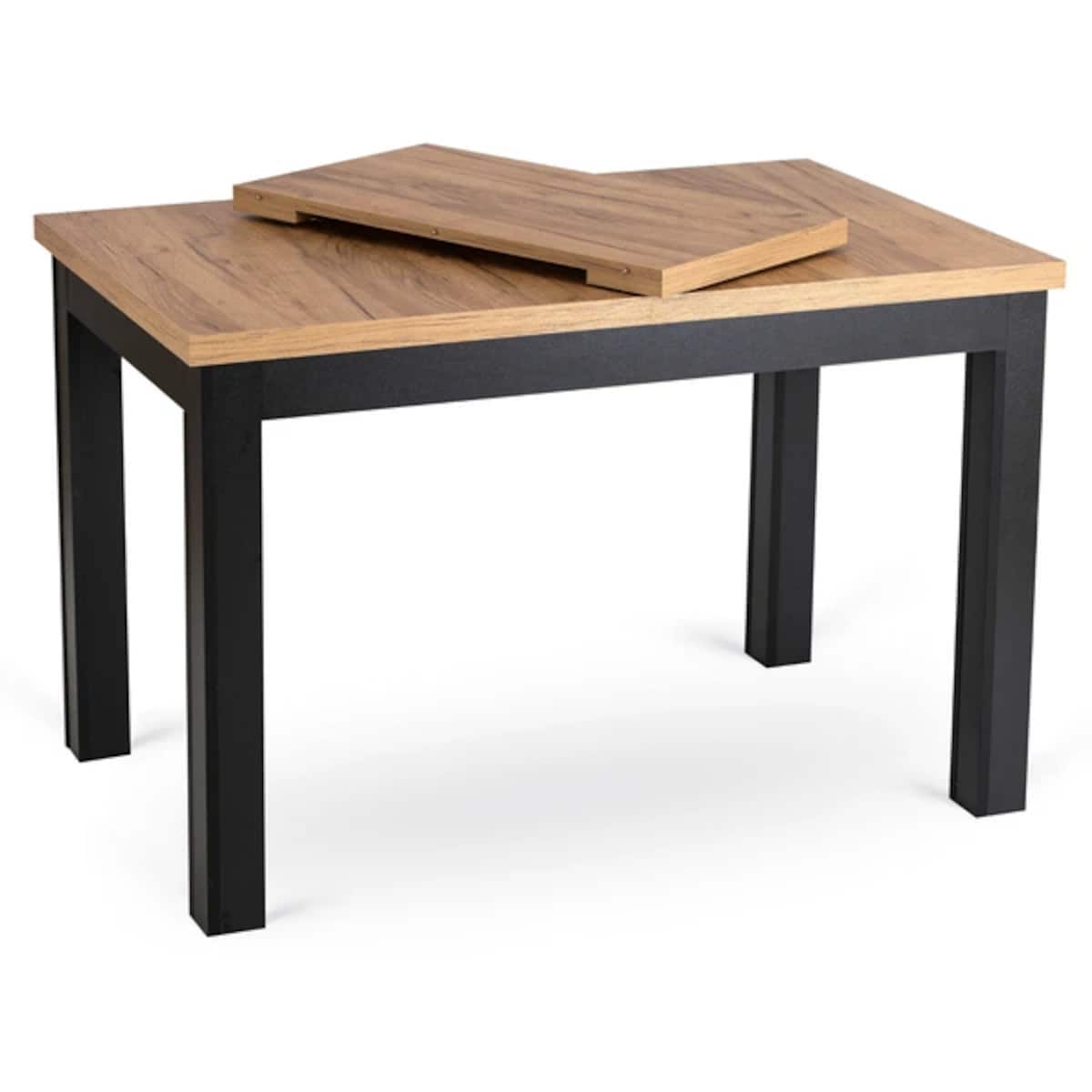 Stół rozkładany do jadalni dąb craft czarny 120-160 cm SKUBI
