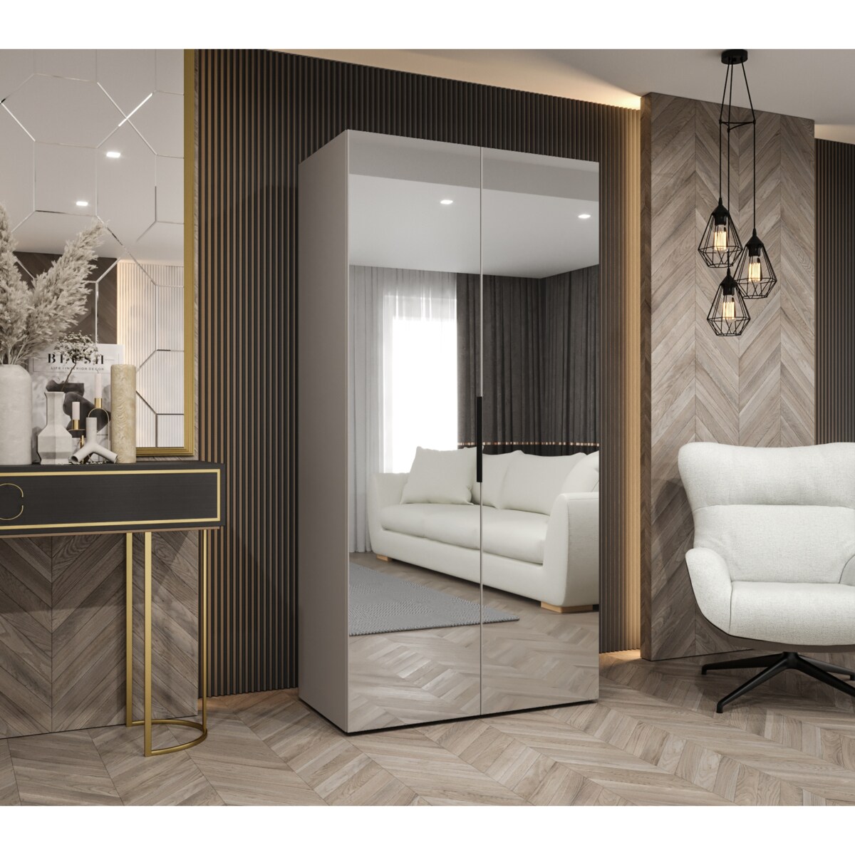 Szafa uchylna otwierana MARBELLA 3 100 wys. 202 cm Kaszmir + u. Czarny