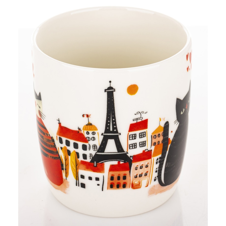 Kubek porcelanowy 350 ml koty 9x12,5x8,5 cm BLACK-RED