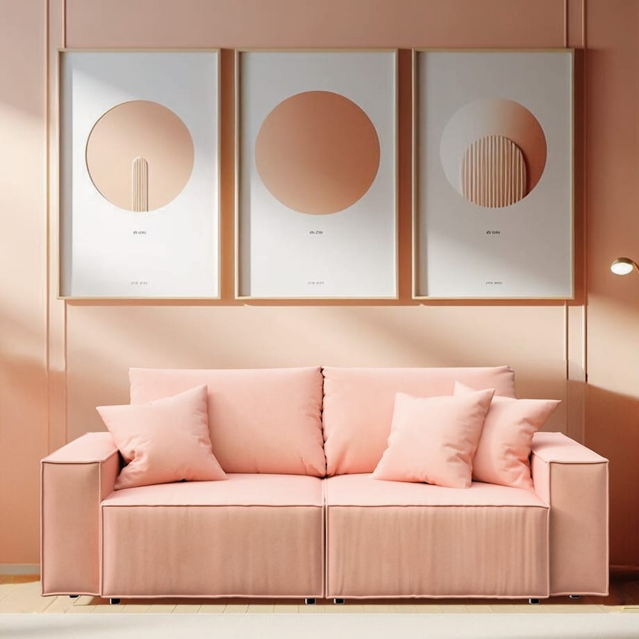 Melow Sofa narożna - brzoskwiniowa