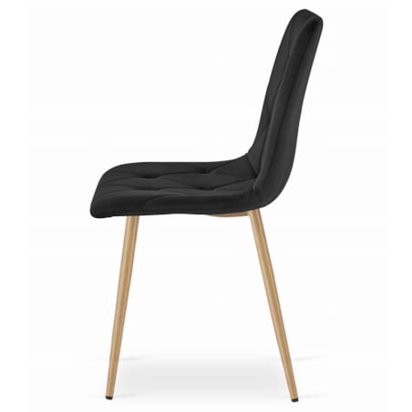 Krzesło Do Jadalni Kuchni Salonu Libra - Czarny Aksamit / Nogi Kolor Drewna X 3