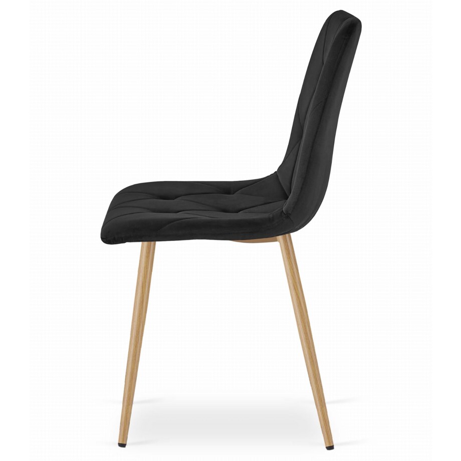Krzesło Do Jadalni Kuchni Salonu Libra - Czarny Aksamit / Nogi Kolor Drewna X 3