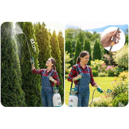 Opryskiwacz ciśnieniowy ręczny Plonos PL-605 ogrodowy 5l z regulowaną lanca dysza