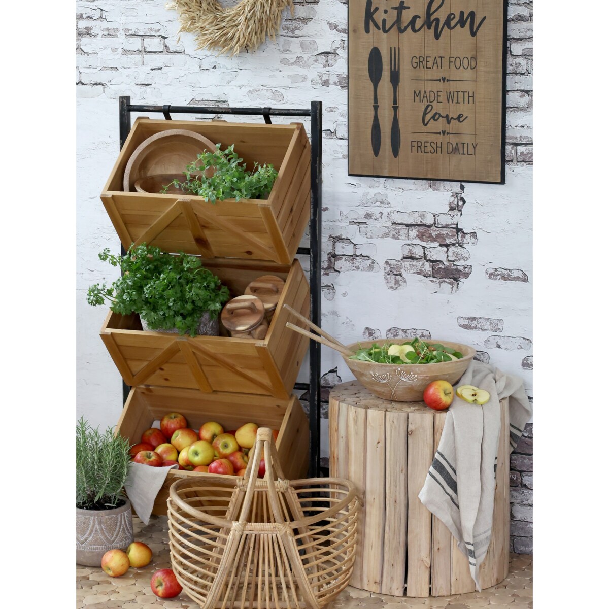 Stojak metalowy ze skrzyniami na owoce 104 cm