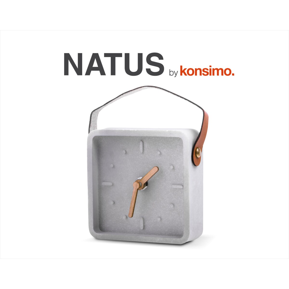 Konsimo NATUS Zegar, jasny szary/brązowy