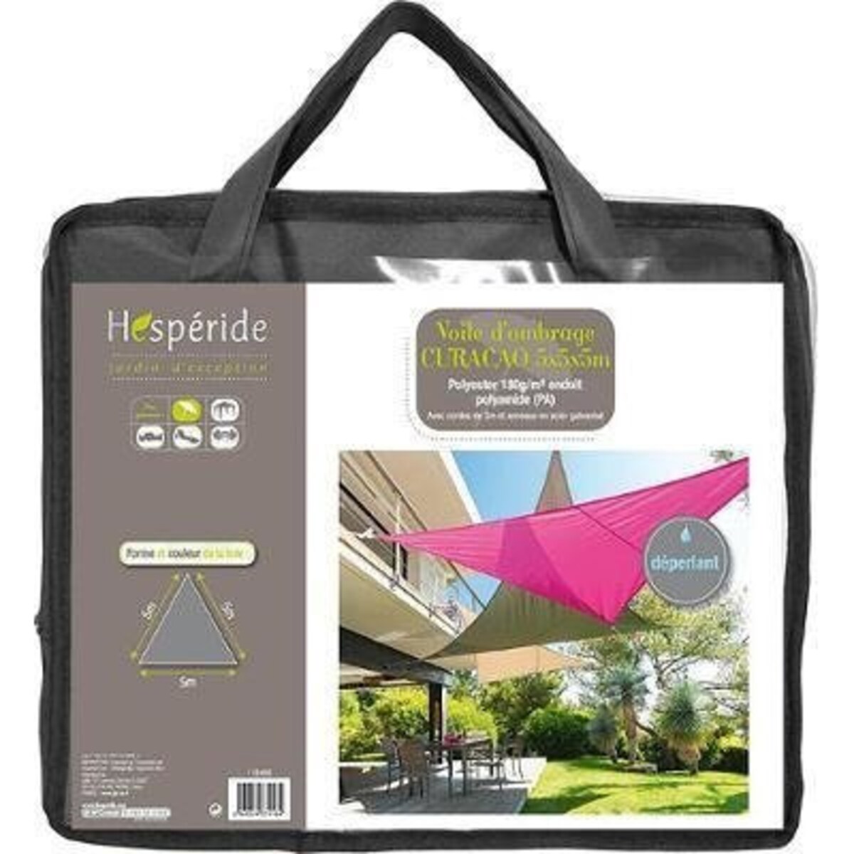 Żagiel przeciwsłoneczny, trójkątny, tarasowy, 5 x 5 x 5 m