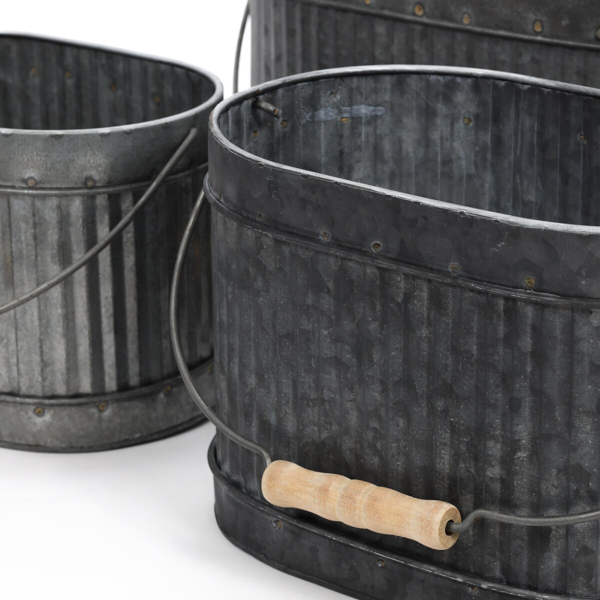 Zestaw metalowych skrzynek na donice, 3 szt. w różnych rozmiarach