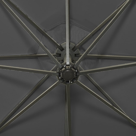 vidaXL Parasol wiszący z lampkami LED i słupkiem, antracytowy, 300 cm