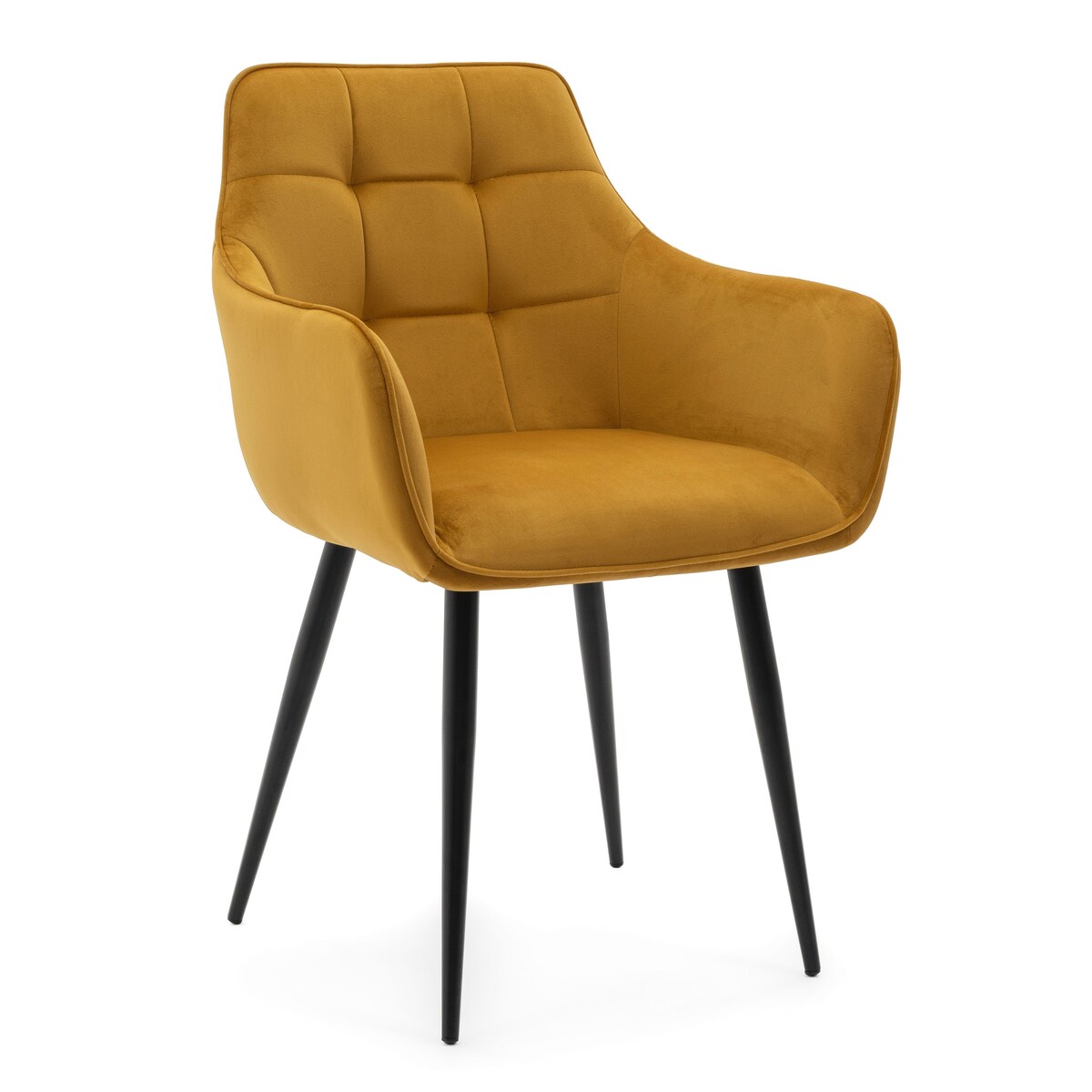 Krzesło tapicerowane welurowe GALLO velvet curry musztardowy