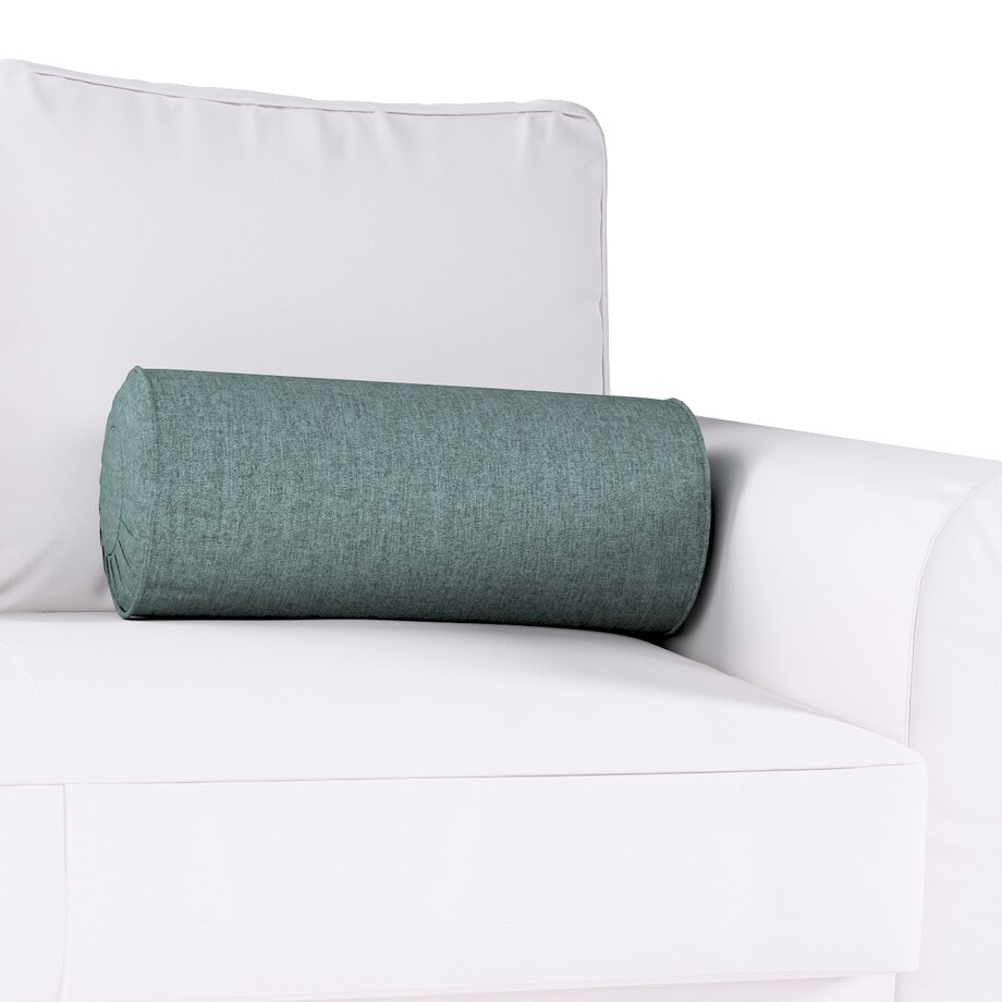 Poduszka wałek z zakładkami, szary błękit szenil, Ø20 x 50 cm, City