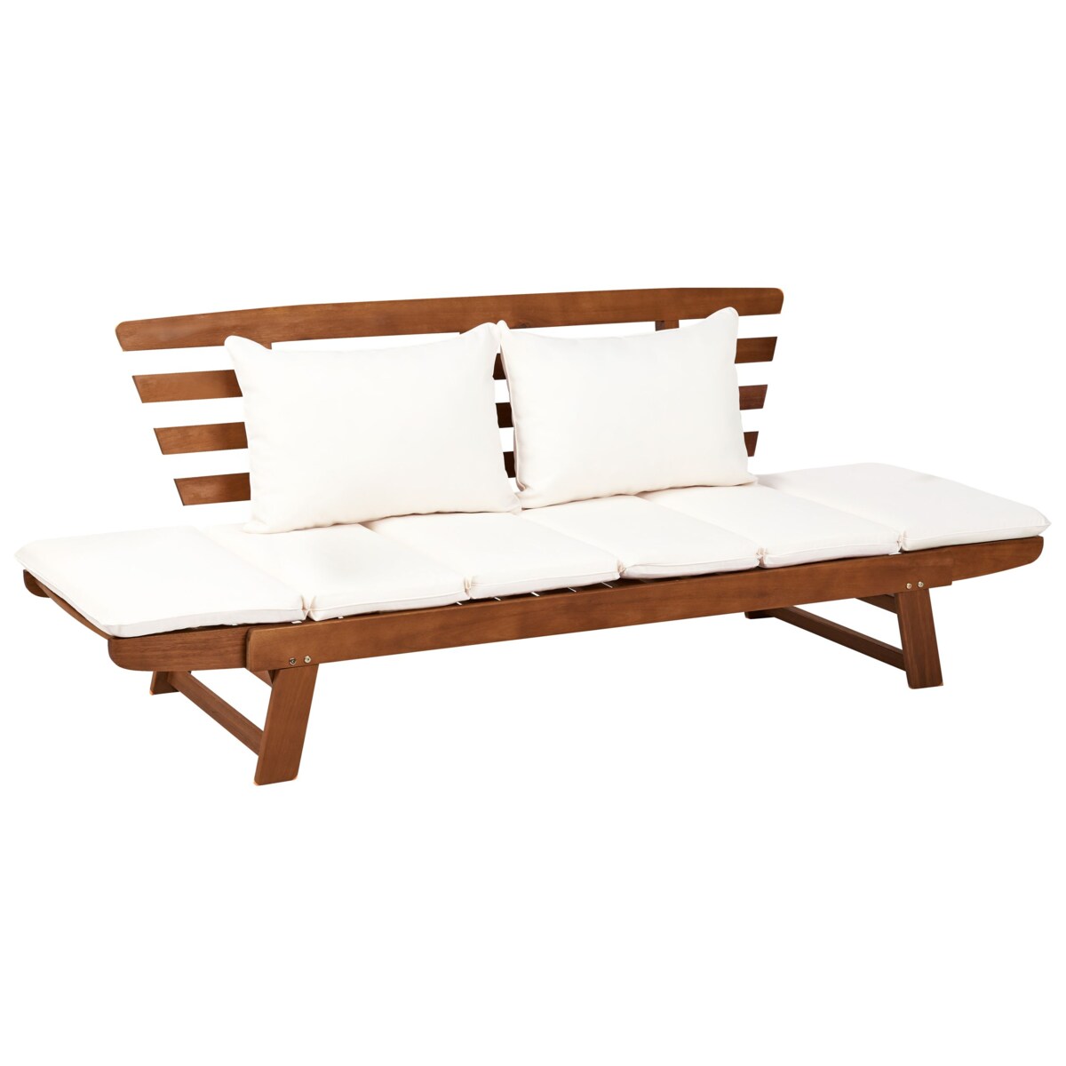 Ławka ogrodowa z poduchą PORTICI 210 cm Drewno Ciemne drewno