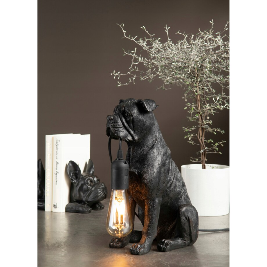 LAMPA PIES STOŁOWA BIURKOWA NOCNA CZARNA E27 CZARNA Z PSEM NA BIURKO STÓŁ