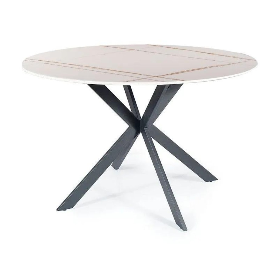 Stół okrągły TALIA 90x90 biały marmur/czarny
