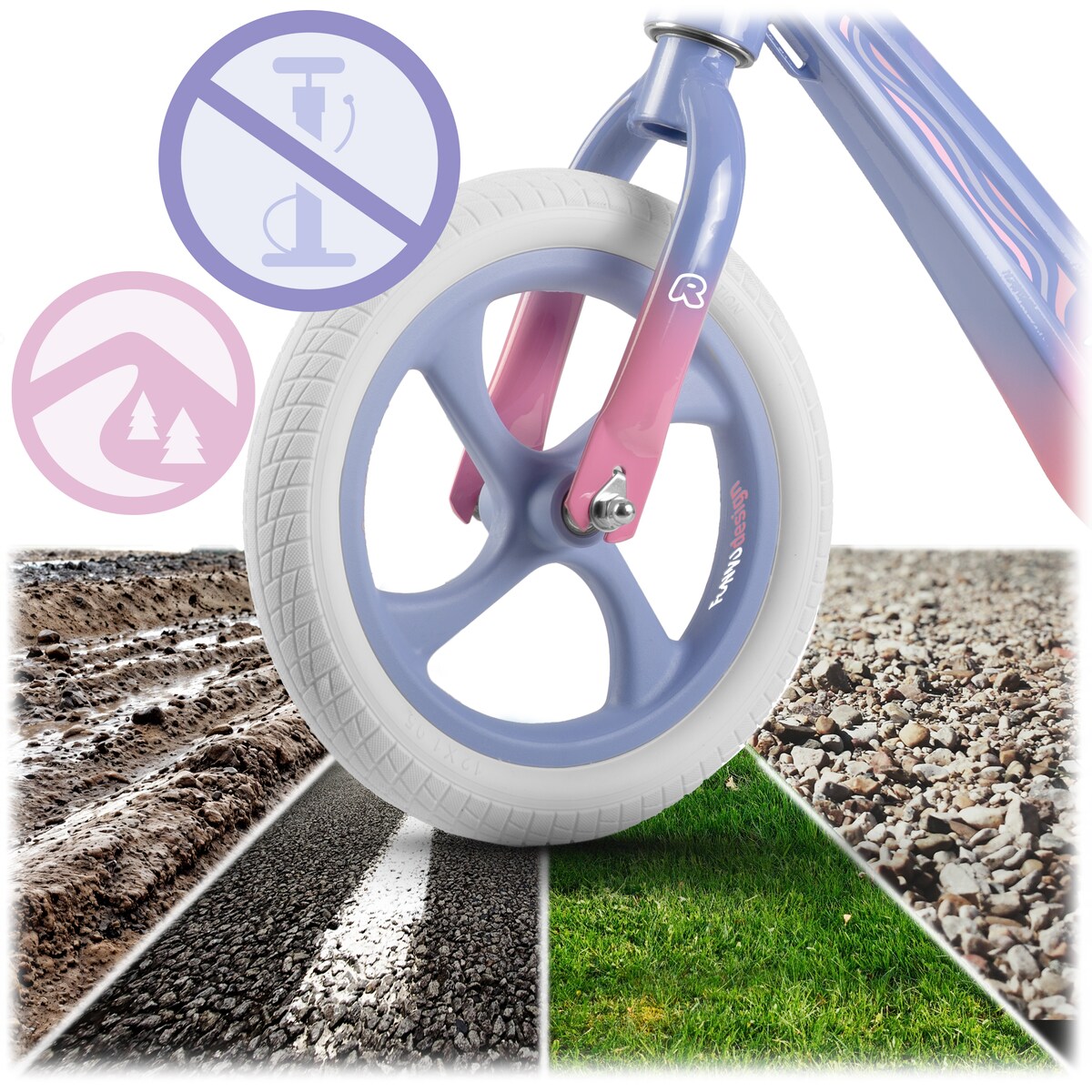 Rowerek biegowy dla dzieci magnesium Ricokids różowo-fioletowy Funnu 760502