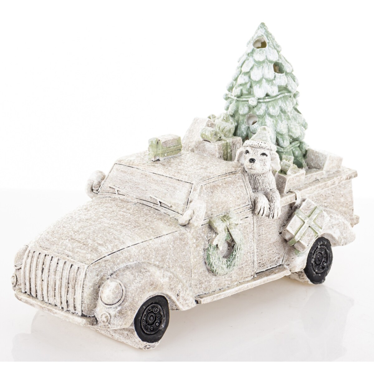 Dekoracja - samochód LED ze zwierzątkiem 11,5x16,5x7 cm