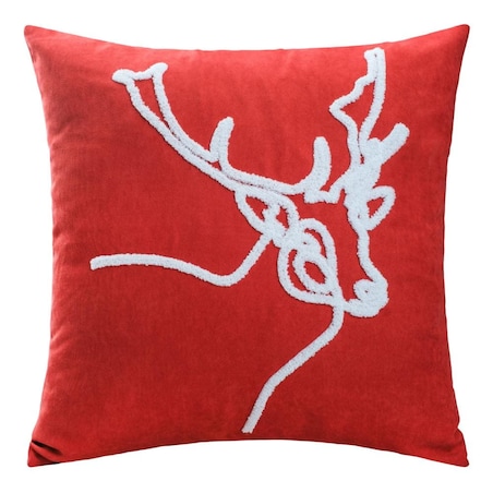 Poszewka dekoracyjna świąteczna 45X45 czerwona, renifer