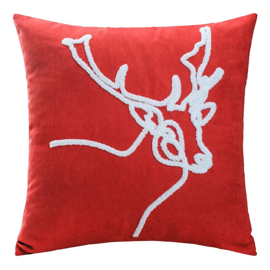 Poszewka dekoracyjna świąteczna 45X45 czerwona, renifer