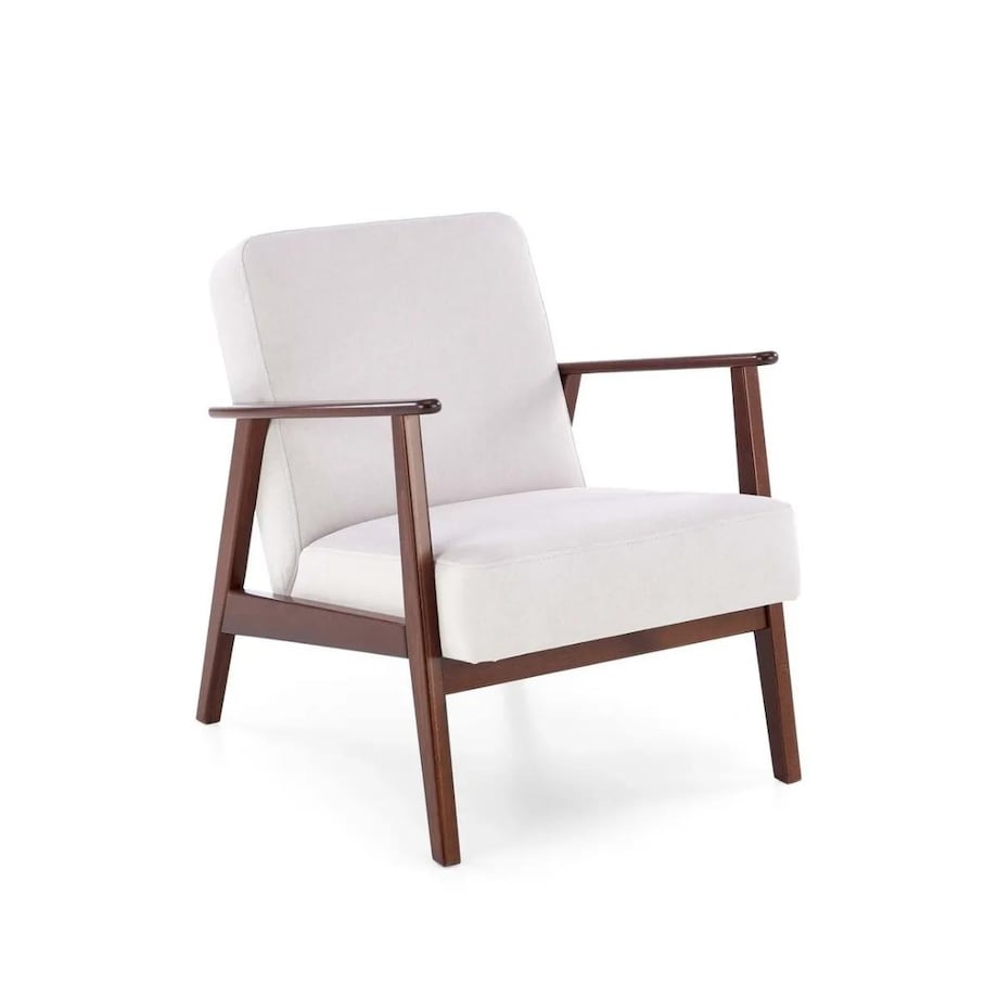 Fotel tapicerowany MILANO 1S jasny beżowy/orzech