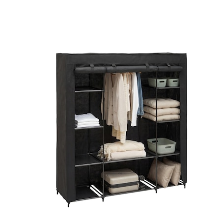 Szafa tekstylna DRESSY podwójna z 2 półkami, 155 x 45 x 165 cm