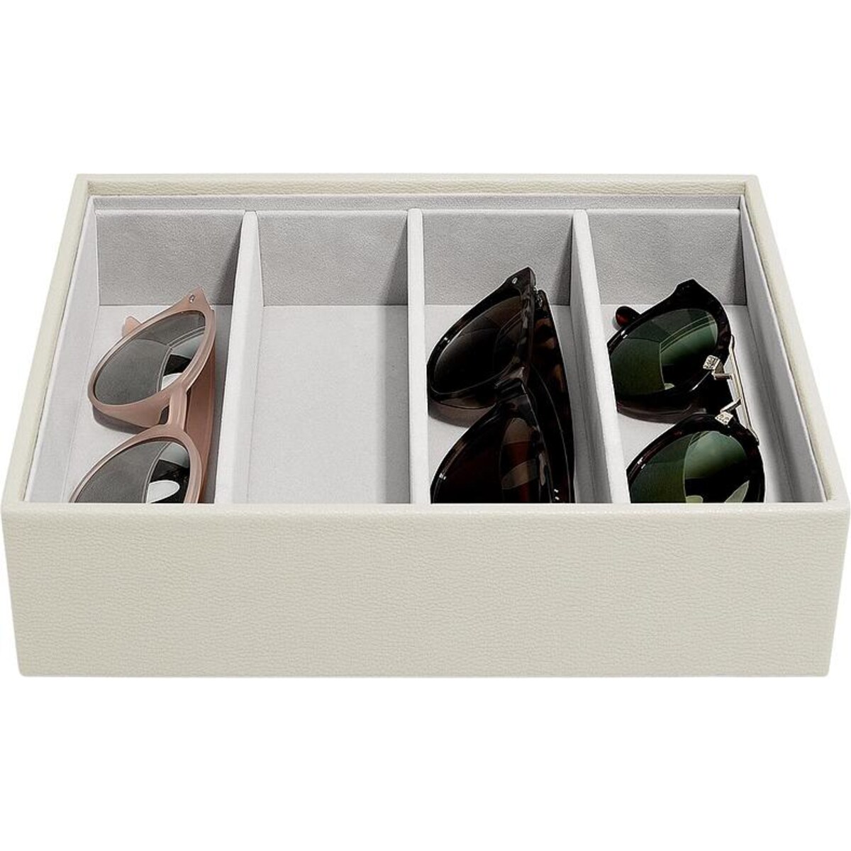 Pudełko na okulary Stackers Classic jasnobeżowe 4 komorowe