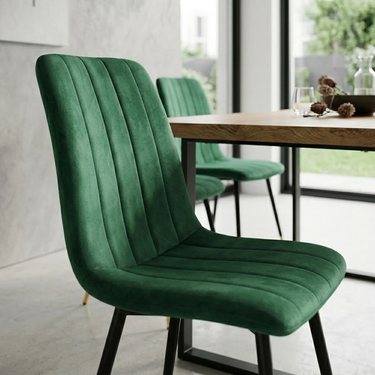 Krzesło welurowe pikowane tapicerowane metalowe nogi do jadalni salonu loft