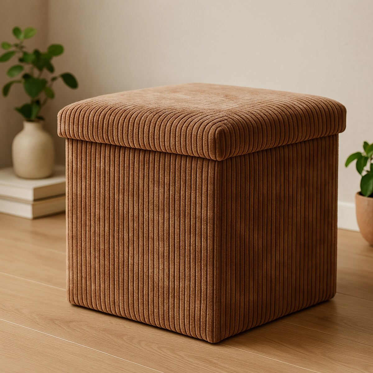 Pufa ze schowkiem sztruksowa TOBO, 38 x 38 x 38 cm