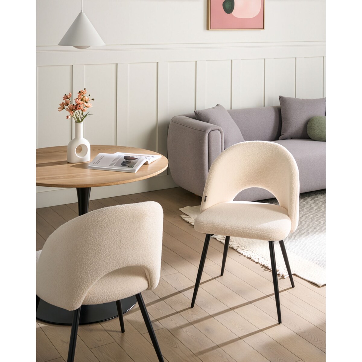 Zestaw 2 krzeseł do jadalni ONAGA Boucle Biały