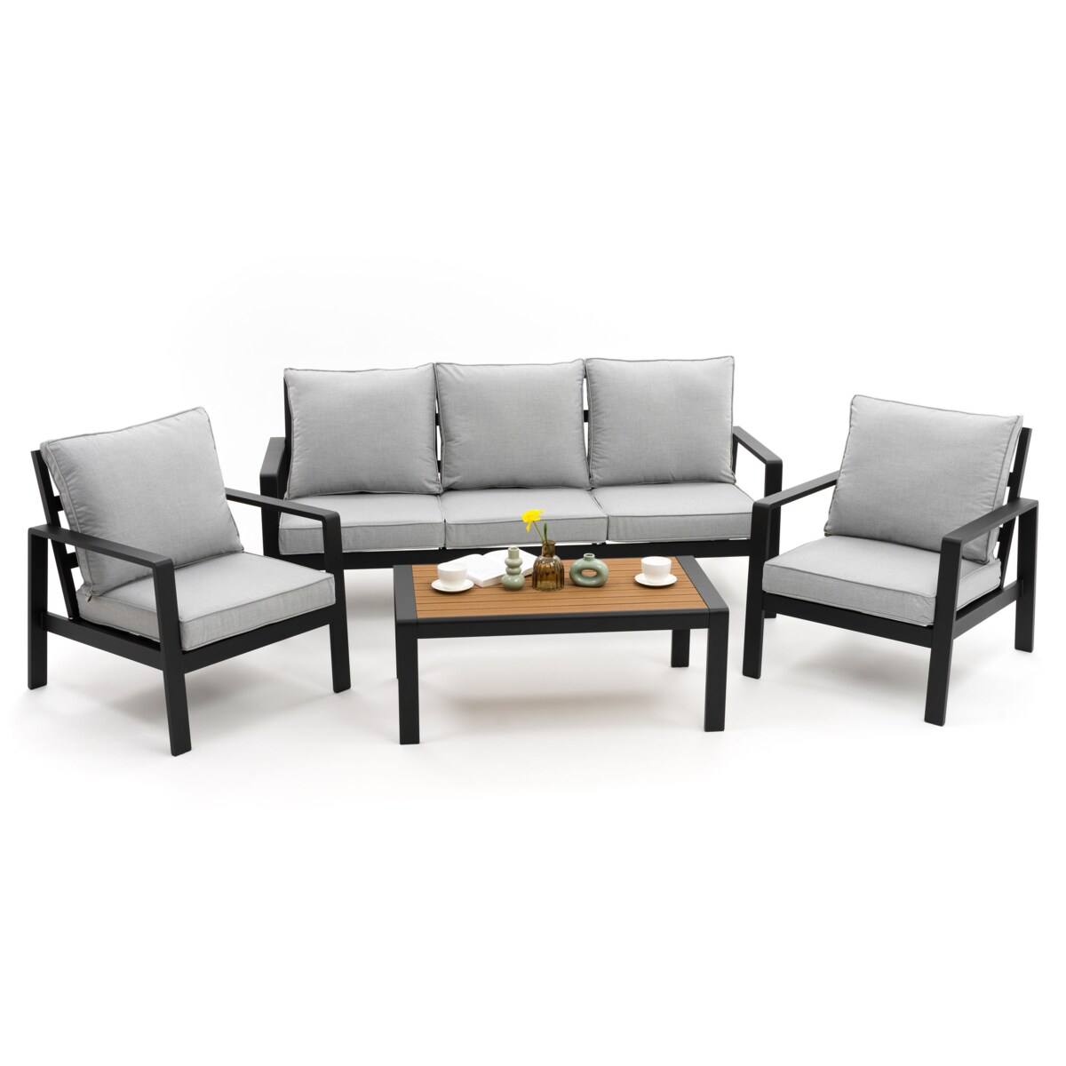 Zestaw mebli ogrodowych aluminiowe nowoczesne ATOL 5 grafitowo szare