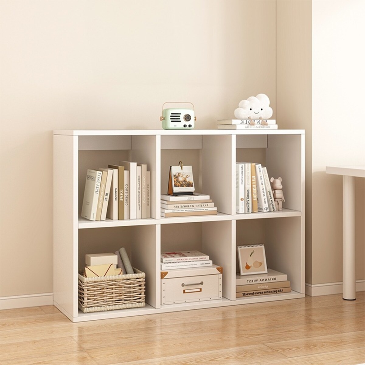 Regał otwarty biały 6 półek na książki szafka loft nowoczesny 100x67x30 cm