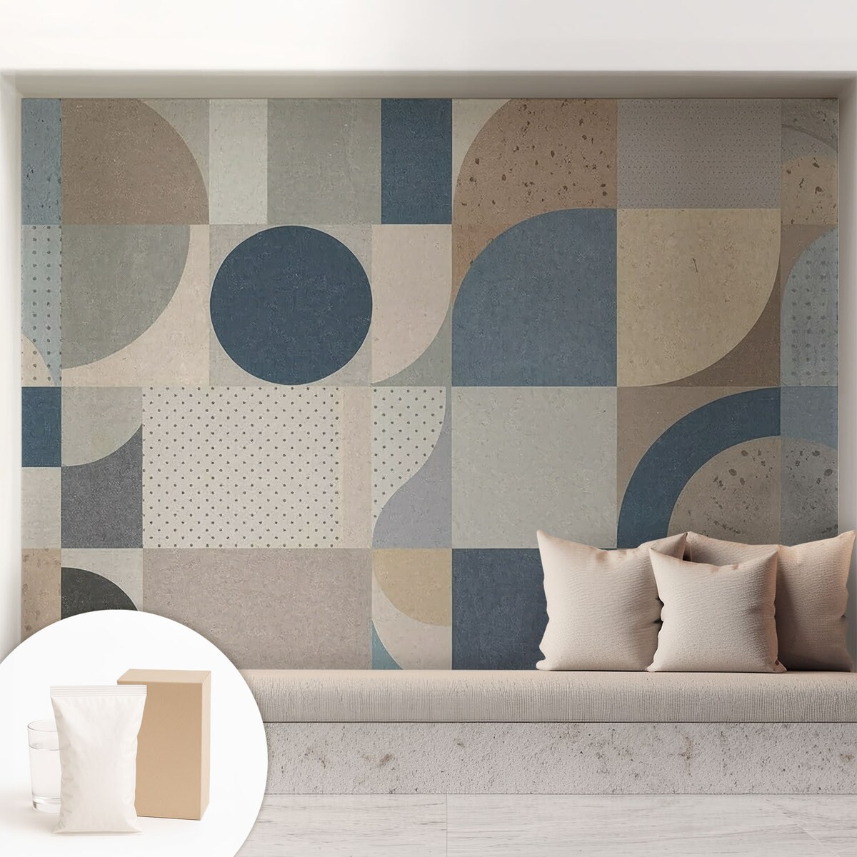 Fototapeta flizelinowa 208x146 cm - Geometryczna mozaika, tapeta ścienna szara