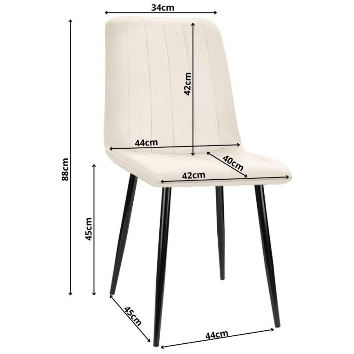Krzesło welurowe tapicerowane beżowe pikowane czarne nogi
