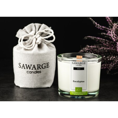 Ekologiczna Świeca Zapachowa Sojowa /Drewniany Knot/40h/ Eucalyptus 200g