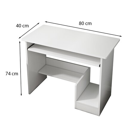Biurko Komputerowe Białe Nowoczesne Z Szufladą Półkami Młodzieżowe Stolik