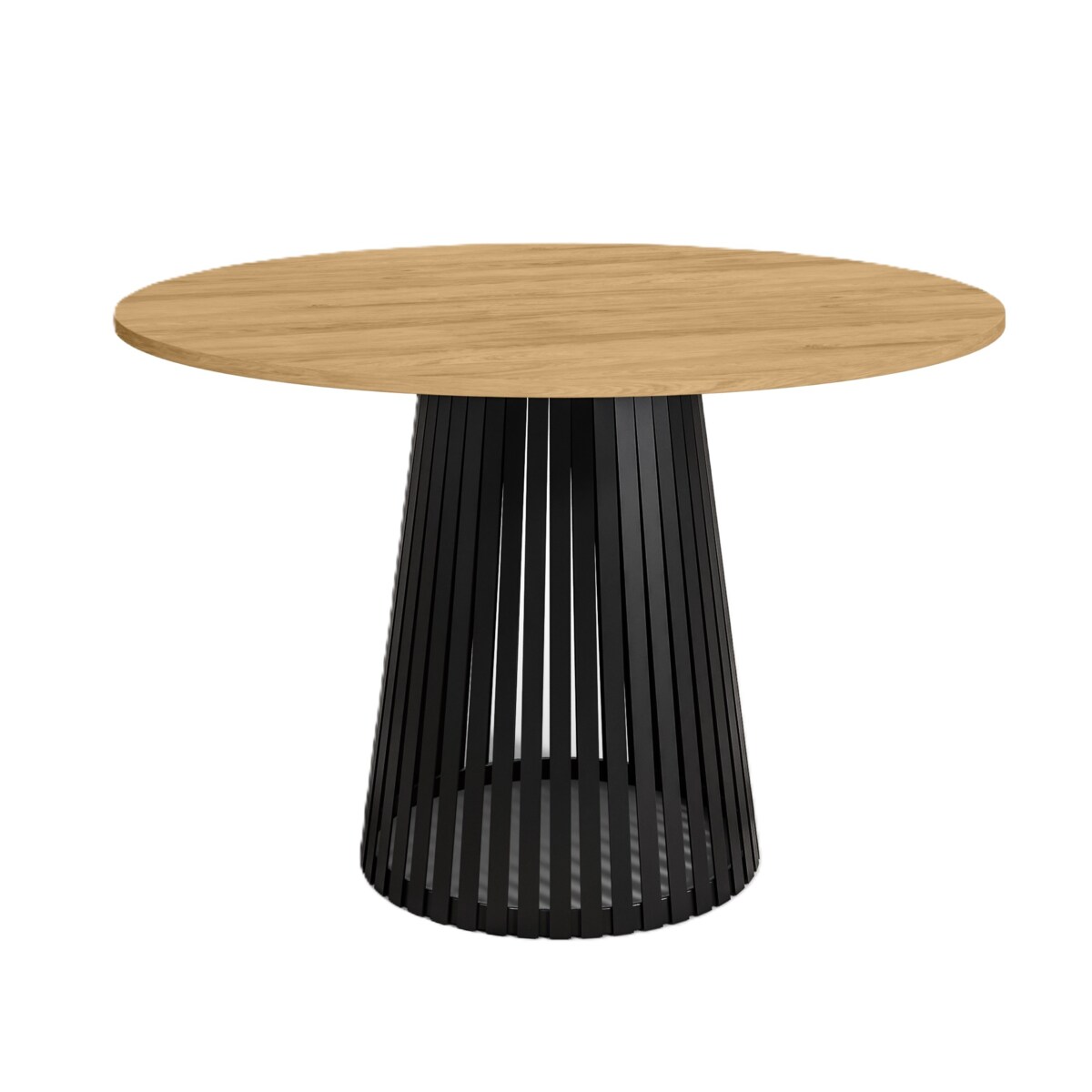 Stół okrągły VIV z lamelami do jadalni , salonu, blat 90 cm - dąb hikora