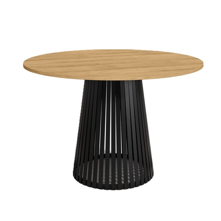 Stół okrągły VIV z lamelami do jadalni , salonu, blat 90 cm - dąb hikora