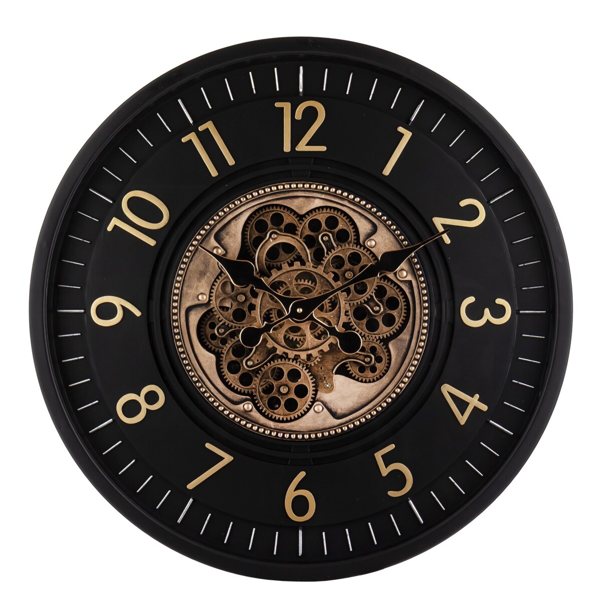 Zegar ścienny metalowy 66x66x9,5 cm OROGLIO czarny