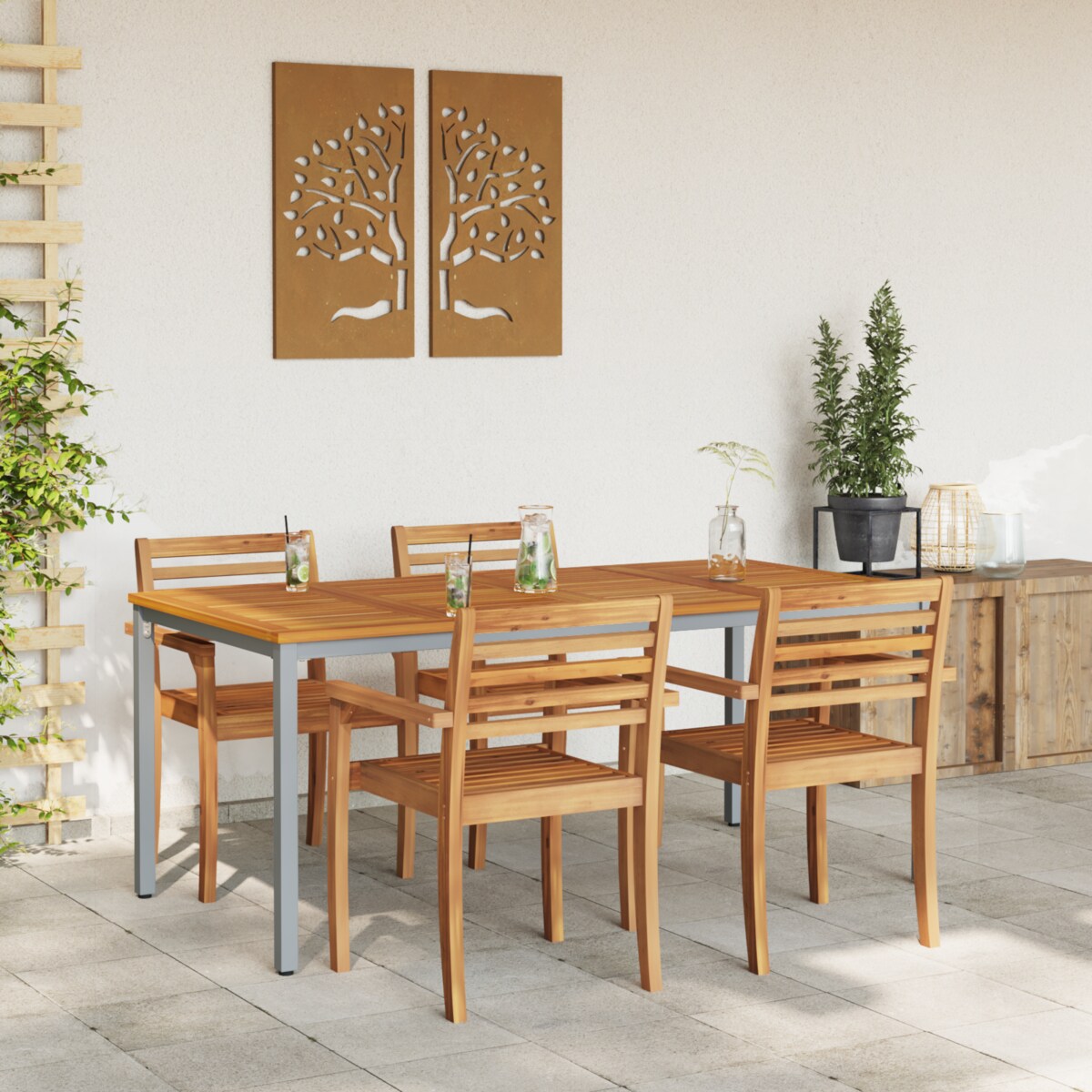 Stół ogrodowy vidaXL 180x90x75 cm z litego drewna akacjowego i metalu