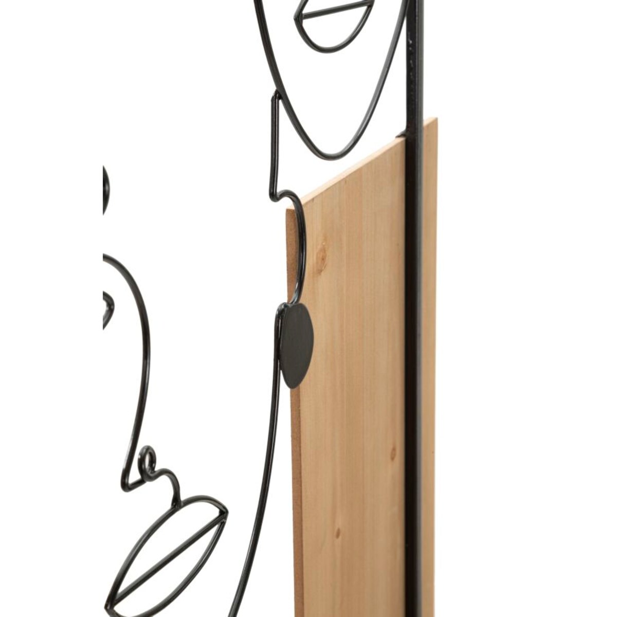 Dekoracja ścienna Faces, kolor czarny i brązowy, żelazo i płyta MDF, 63 x 90 cm, motyw: twarz, do salonu i przedpokoju, Mauro Ferretti