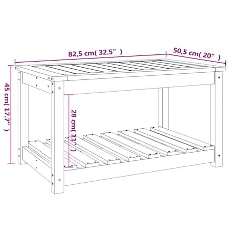 vidaXL Stolik ogrodowy, czarny, 82,5x50,5x45 cm, lite drewno sosnowe