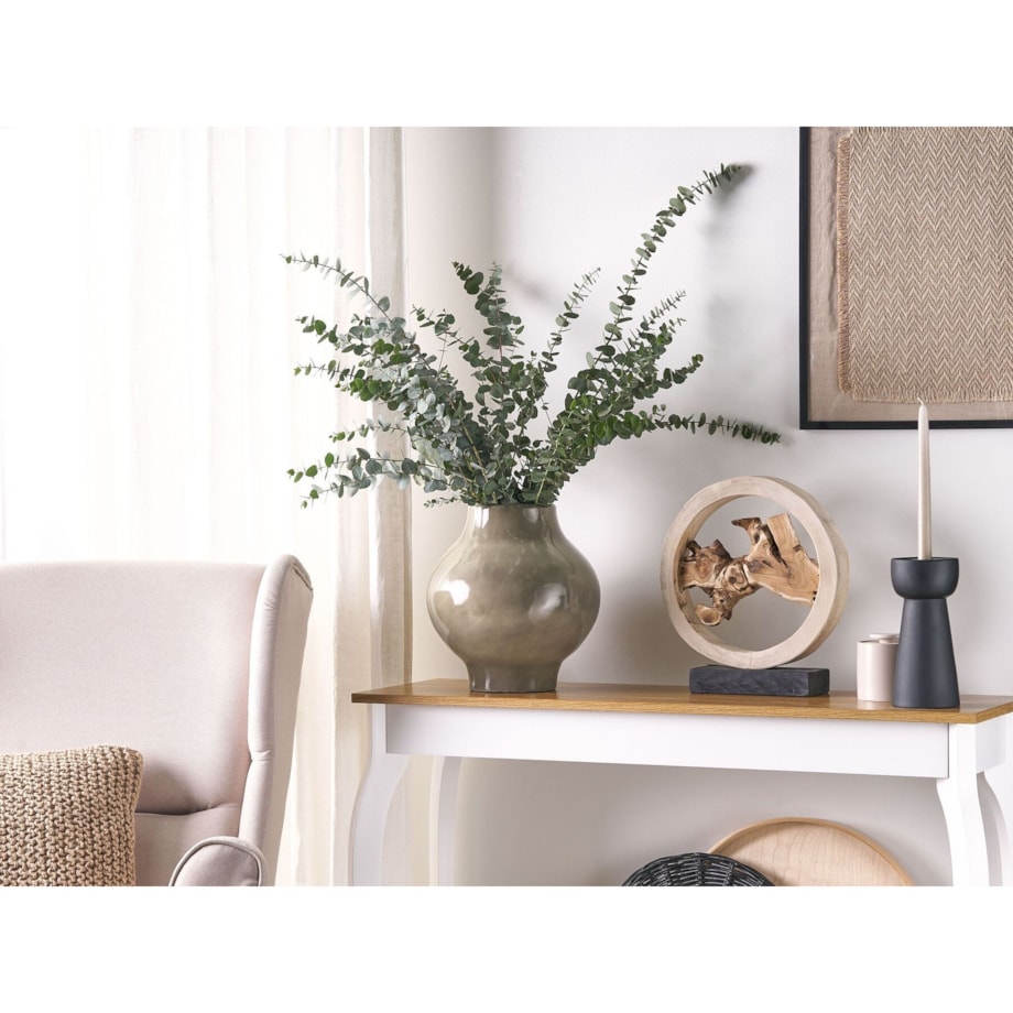 Wazon na kwiaty z terakoty 31 cm beżowoszary MAGAN