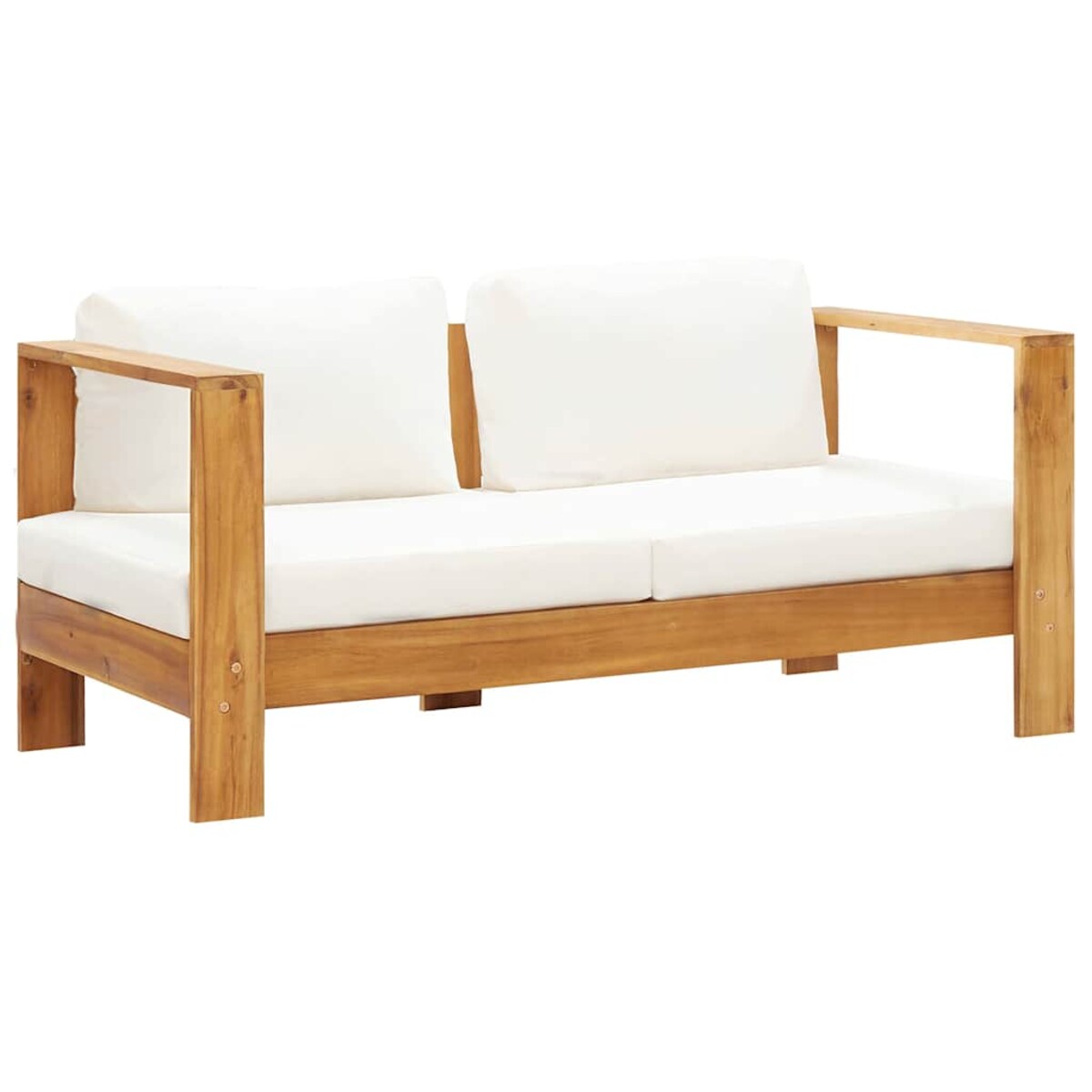 vidaXL Sofa ogrodowa z poduszką, 140 cm, lite drewno akacjowe, kremowa