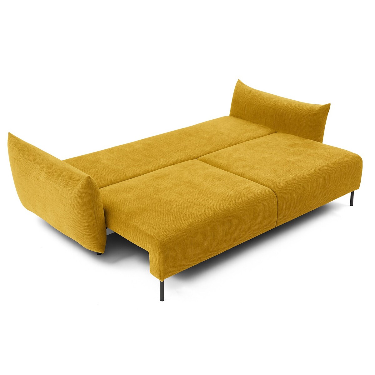 Kanapa ADA z funkcją spania i pojemnikiem, tkanina szenilowa, żółta