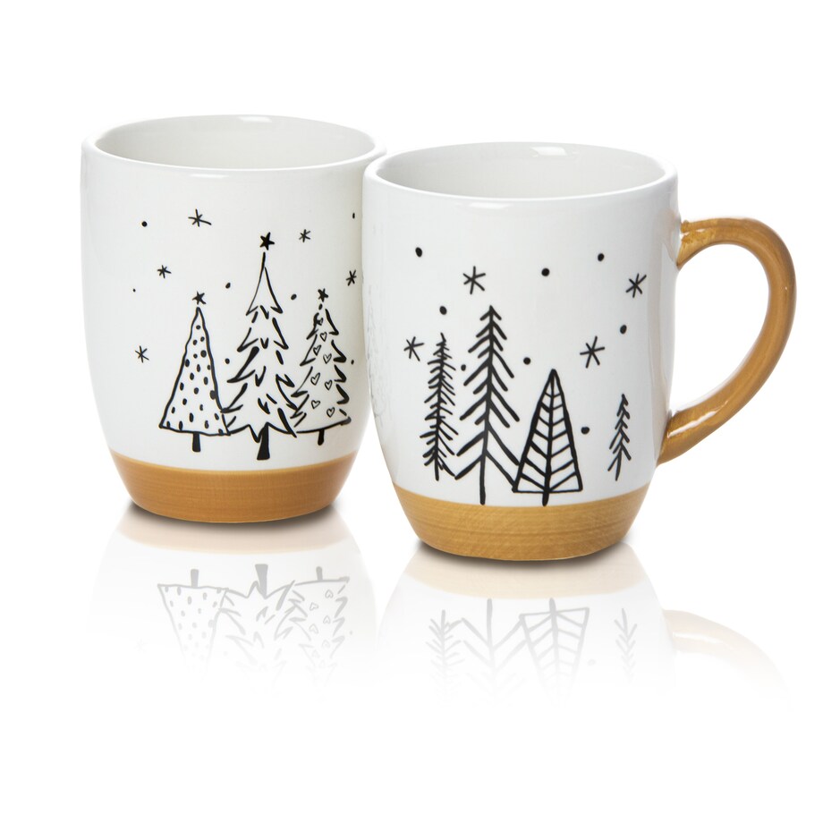 Kubek Świąteczny Boże Narodzenie Zestaw 2 Szt. Drzewka Choinki Prezent