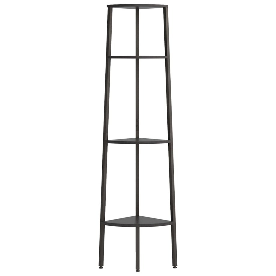 vidaXL Regał narożny, 4 półki, czarny, 45,5x31,5x150 cm