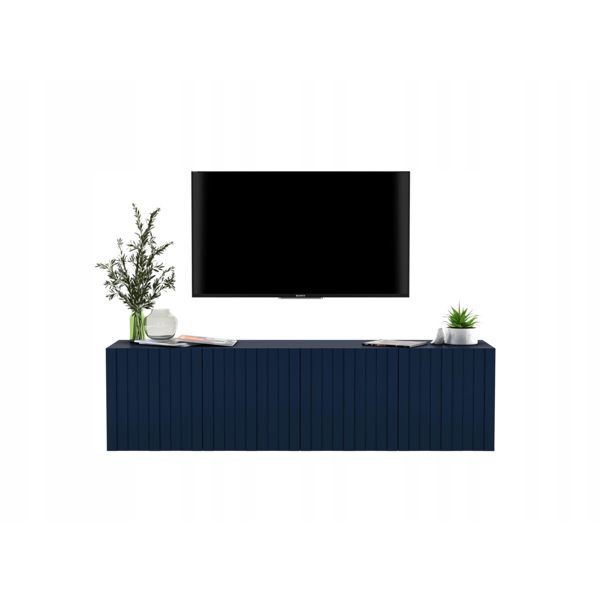 Wisząca Szafka RTV Glamour Komoda RTV Granatowy Mat 150 cm