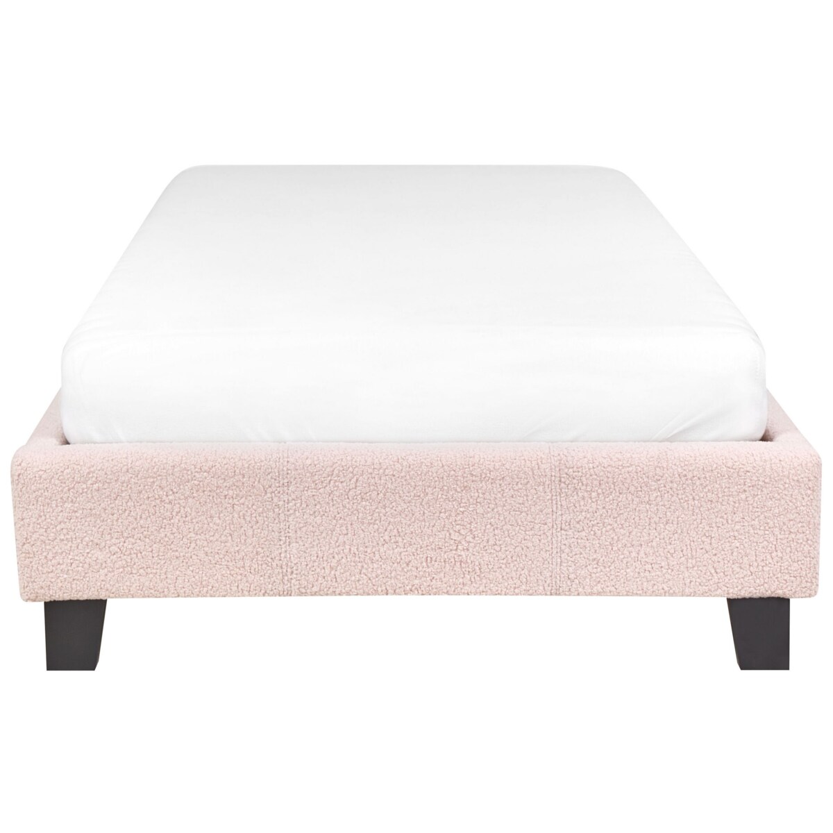 Łóżko jasnoróżowe tapicerowane boucle ze stelażem 90 x 200 cm ROANNE