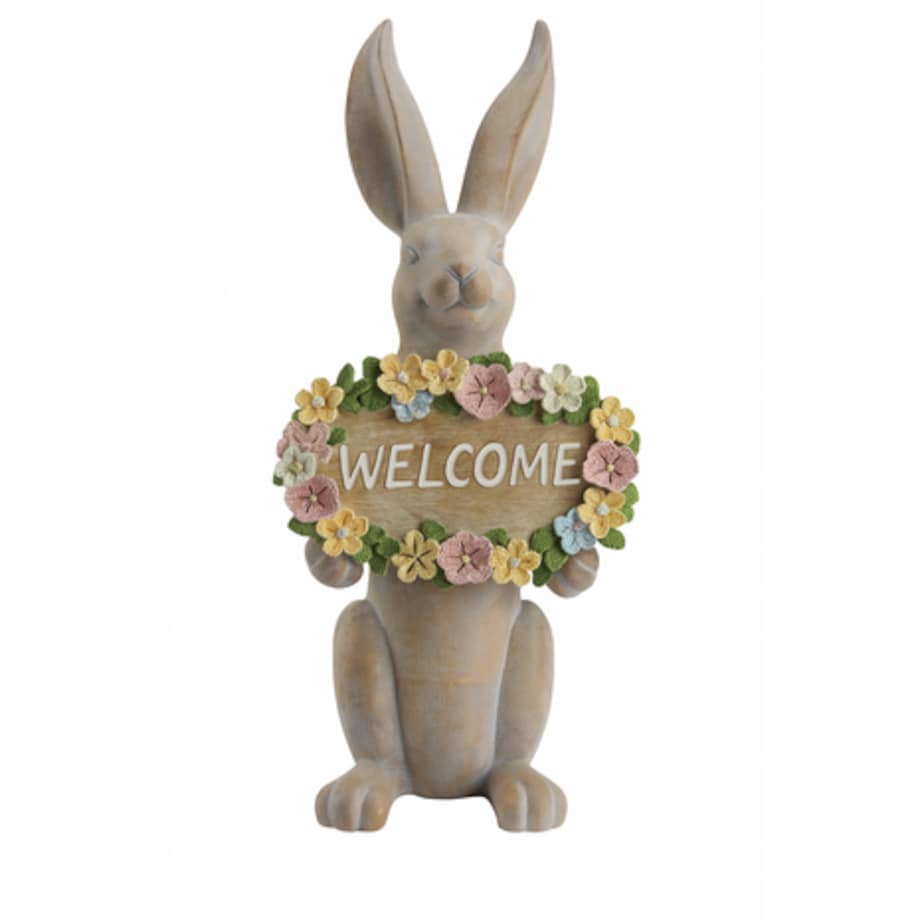 Dekoracja - ceramiczny królik tablicą LED 77x32x26 cm WELLCOME